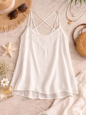 Abercrombie & Fitch White Lace Tank Flowy Lightweight Size Medium